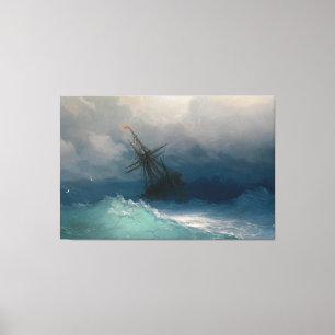 Painting sea ship Premium Wrapped Canvas (Gloss)