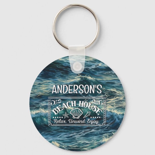 Painting Sea Surges Your Adventure Begins Keychain (Front)