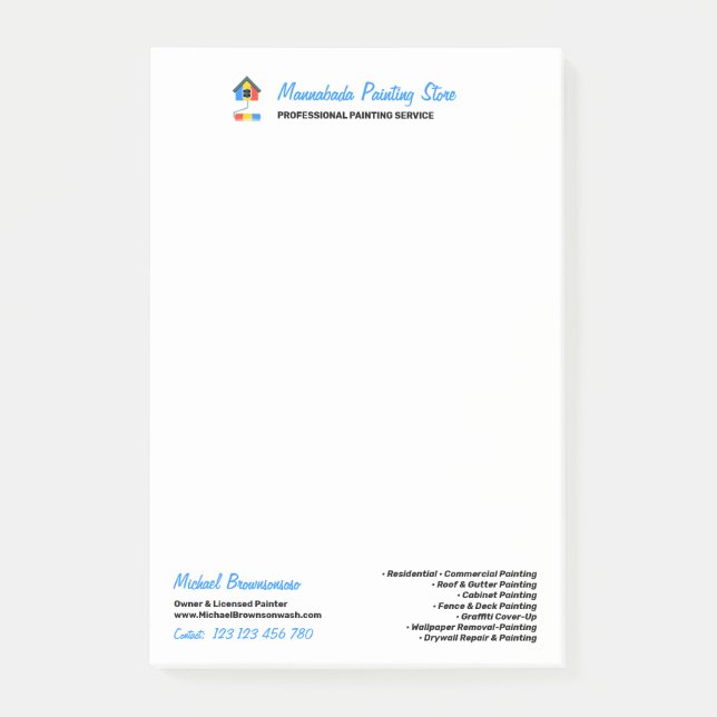 Painting Service Invoice Modern Professional Post-it Notes (Front)