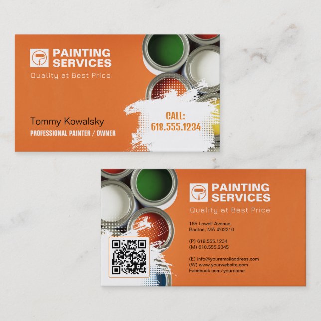 Painting Services | Paint Rollers Business Card (Front/Back)