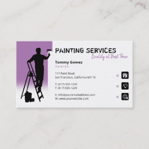 Painting Services   Painter at work lavender Business Card