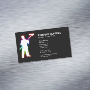 Painting Services   Painters Black Magnetic Business Card