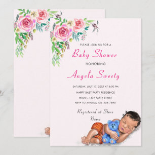 Painting Sleeping Baby Shower Invitation Card