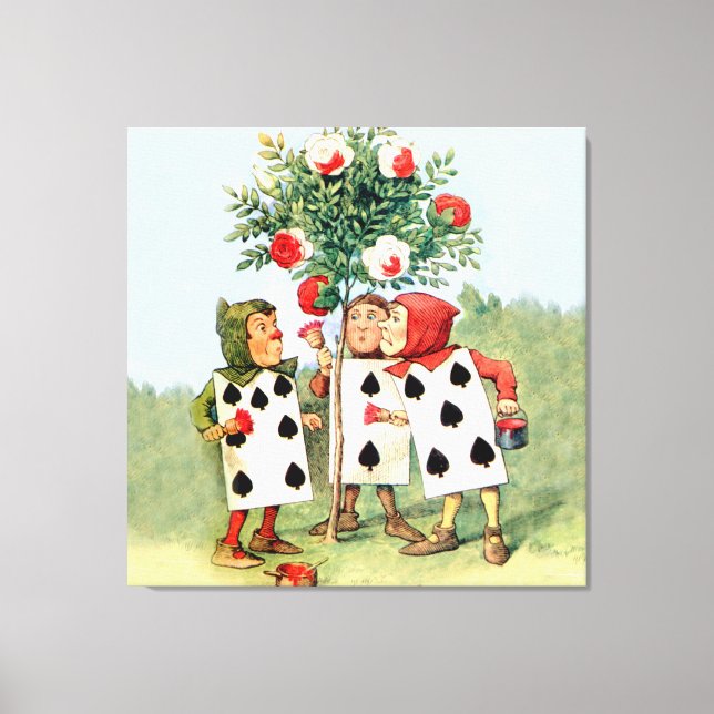 Painting the Queen of Heart's Roses in Wonderland Canvas Print (Front)