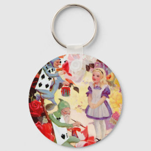 PAINTING THE QUEEN OF HEART'S ROSES RED KEYCHAIN