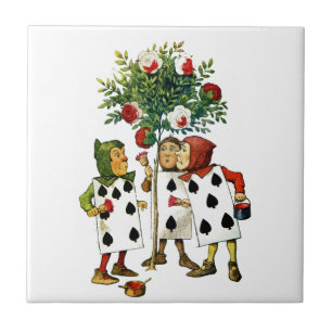 Painting The Queen's Roses in Alice in Wonderland Tile