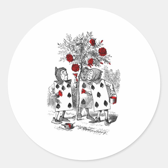 Painting the Roses Red Classic Round Sticker (Front)