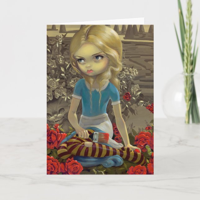 "Painting the Roses Red" Greeting Card (Front)