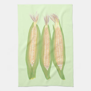 Painting three ears corn on the cob Kitchen Towels