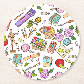 Painting Tools Printings Round Paper Coaster
