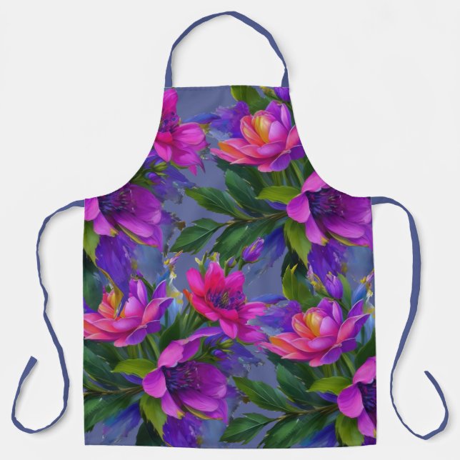 Painting Tropical Flowers Bright Colours Apron (Front)