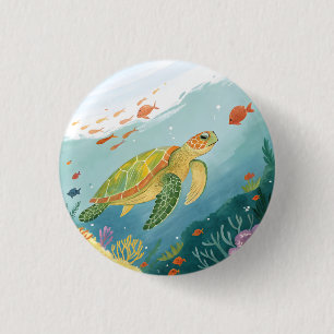 Painting Turtle 1 Inch Round Button