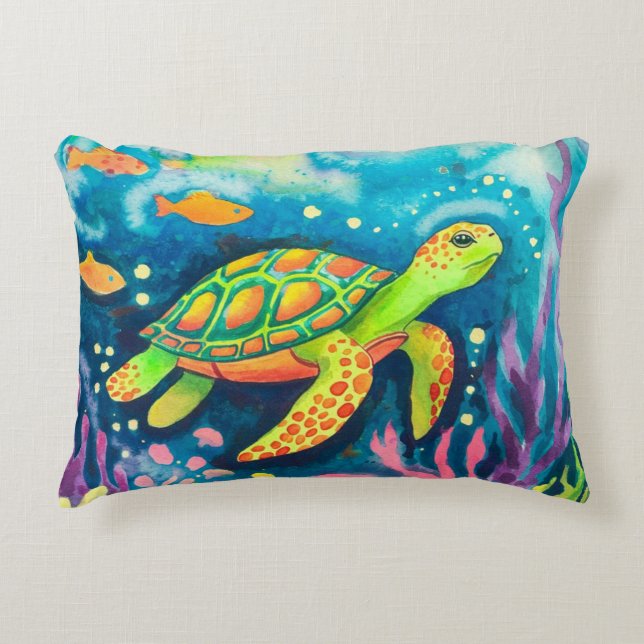 Painting Turtle Accent Pillow (Front)
