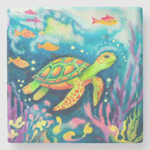 Painting Turtle Stone Coaster