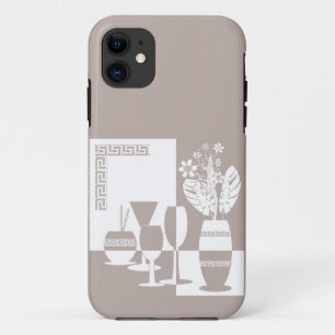 Painting vase with flowers and wine glasses light iPhone 11 case