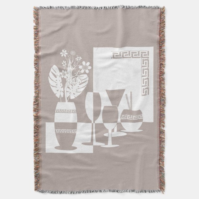 Painting vase with flowers and wine glasses light  throw blanket (Front Vertical)