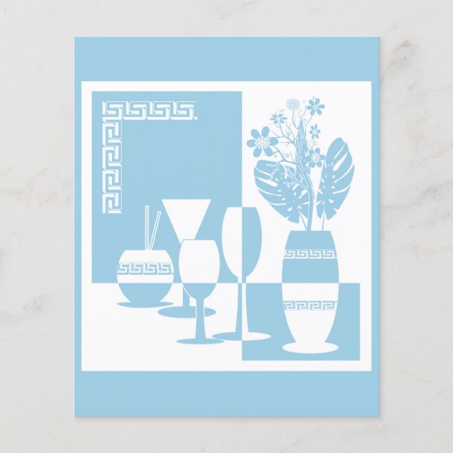 Painting vase with flowers and wine glasses sky bl flyer (Front)