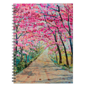 Painting watercolor landscape pink red colour Tunn Notebook