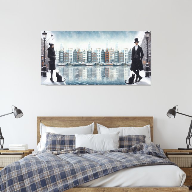 Paintings from Amsterdam & modern fashion models Canvas Print (Insitu(Bedroom))