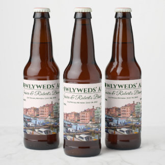 Paintings of Grand Canal, Venice, Italy Wedding Beer Bottle Label