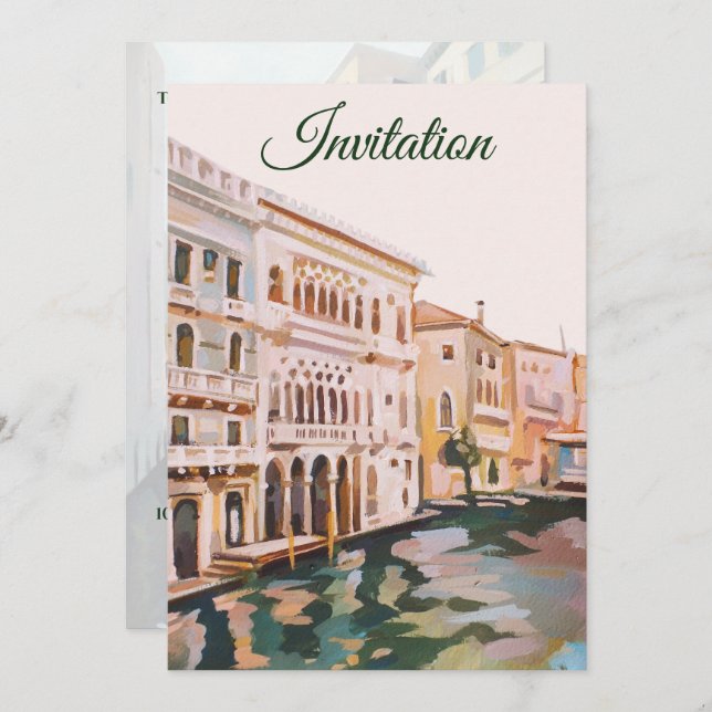 Paintings of Venice, Italy Wedding Invitation (Front/Back)