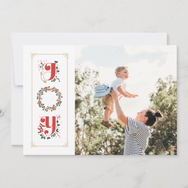 Painy Greenery Famille Photo Joyeuses Carte Vacanc (Devant)