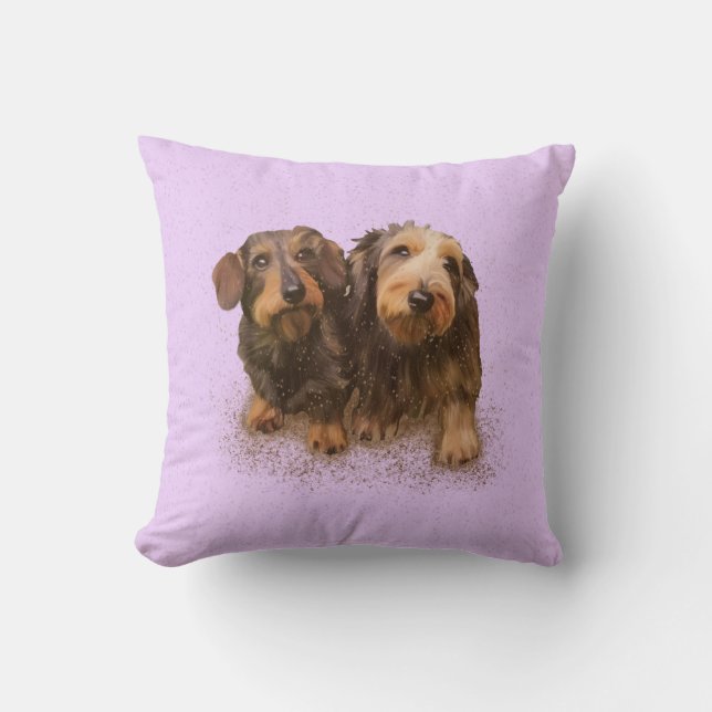 “Pair O’Doxical Puppies” Throw Pillow (Front)