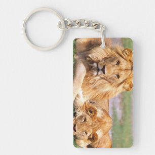 Pair of African Lions, Panthera leo, Tanzania Keychain