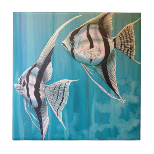 Pair of angel fish oil painting number 1 tile