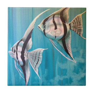 Pair of angel fish oil painting number 1 tile