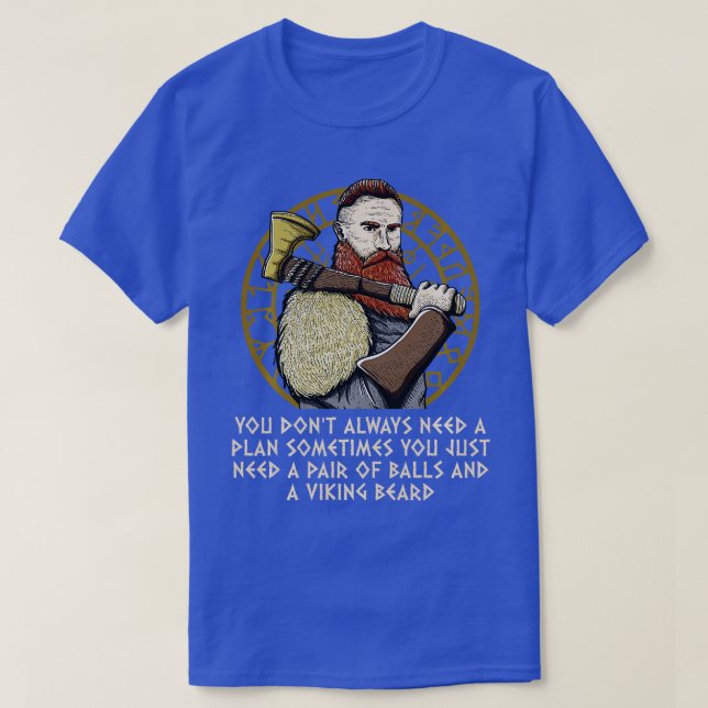 Pair of Balls and a Valhalla Beard Funny Norse Hum T-Shirt (Design Front)
