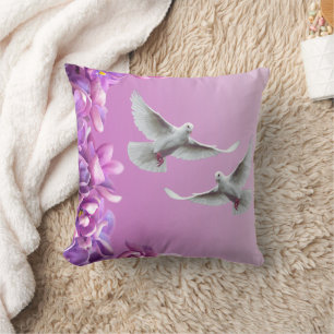 Pair Of Beautiful White Doves Throw Pillow