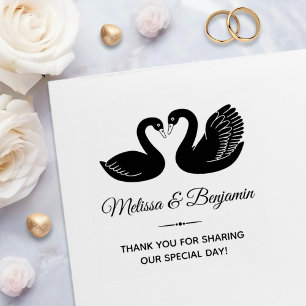 Pair of Black Swans Wedding Thank You Self-inking Stamp