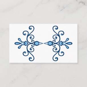 Pair of blue birds scroll art and blue border business card