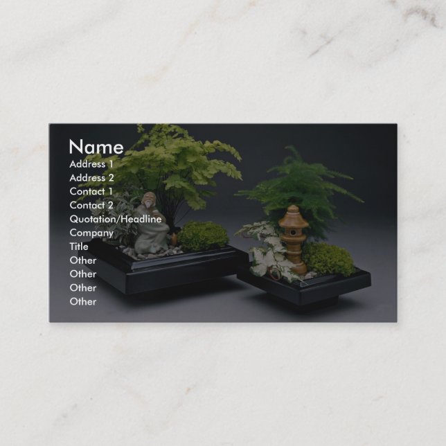 Pair of bonsai trees with ornamental figures business card (Front)