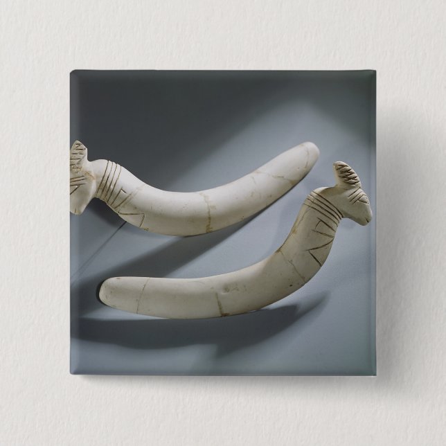 Pair of castanets, Thinite Period (hippopotamus iv 2 Inch Square Button (Front)