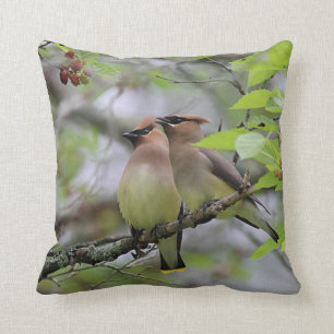 Pair of Cedar Waxwings Throw Pillow