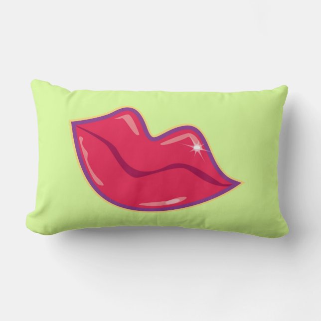 Pair of Cherry Red Lips Lumbar Pillow (Front)