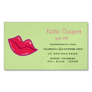 Pair of Cherry Red Lips Magnetic Business Card