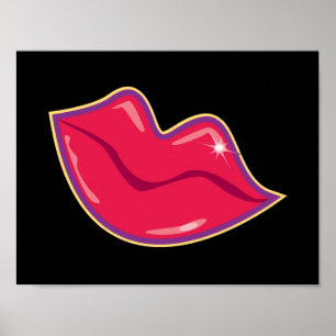 Pair of Cherry Red Lips Poster