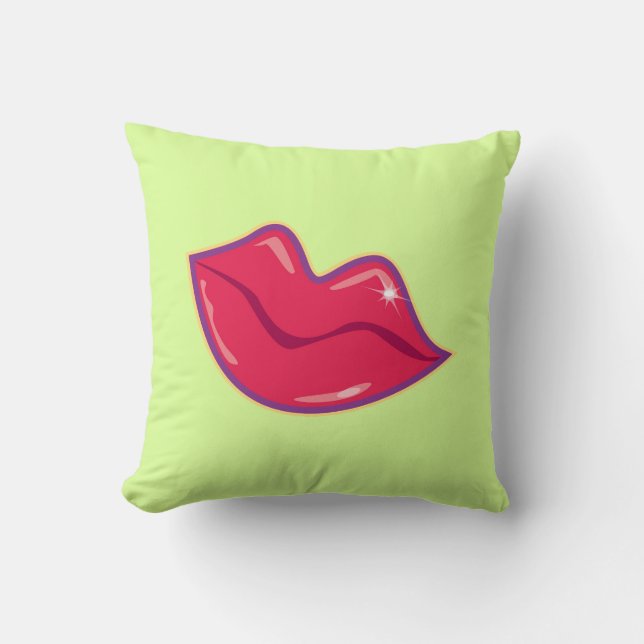Pair of Cherry Red Lips Throw Pillow (Front)