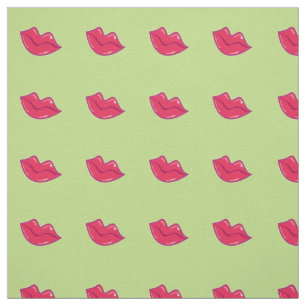 Pair of Cherry Red Lips Tiled Pattern Fabric