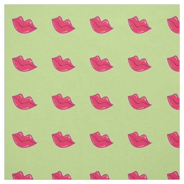 Pair of Cherry Red Lips Tiled Pattern Fabric (Swatch)