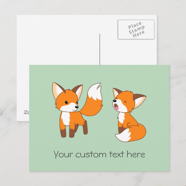 Pair of Cute Little Foxes Postcard (Front/Back)