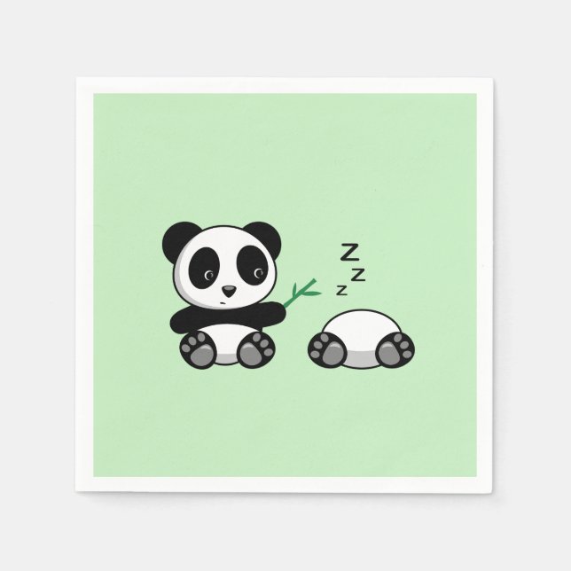 Pair of Cute Little Pandas on Green Napkin (Front)