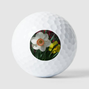 Pair of Daffodils Pink and Yellow Spring Flowers Golf Balls