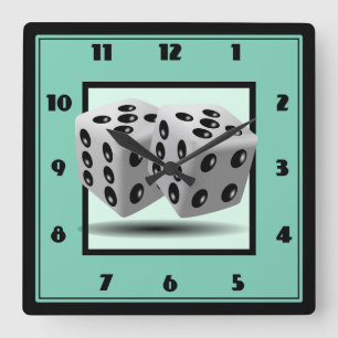 Pair of Dice Square Wall Clock
