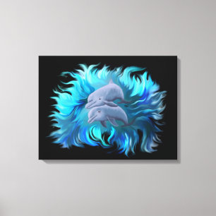 Pair of dolphins canvas print