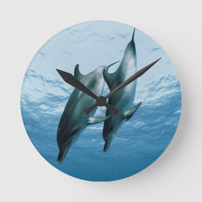 Pair of Dolphins Round Clock (Front)