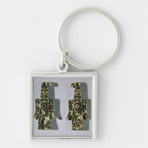 Pair of Eagle-Shaped Brooches (metal and enamel) Keychain